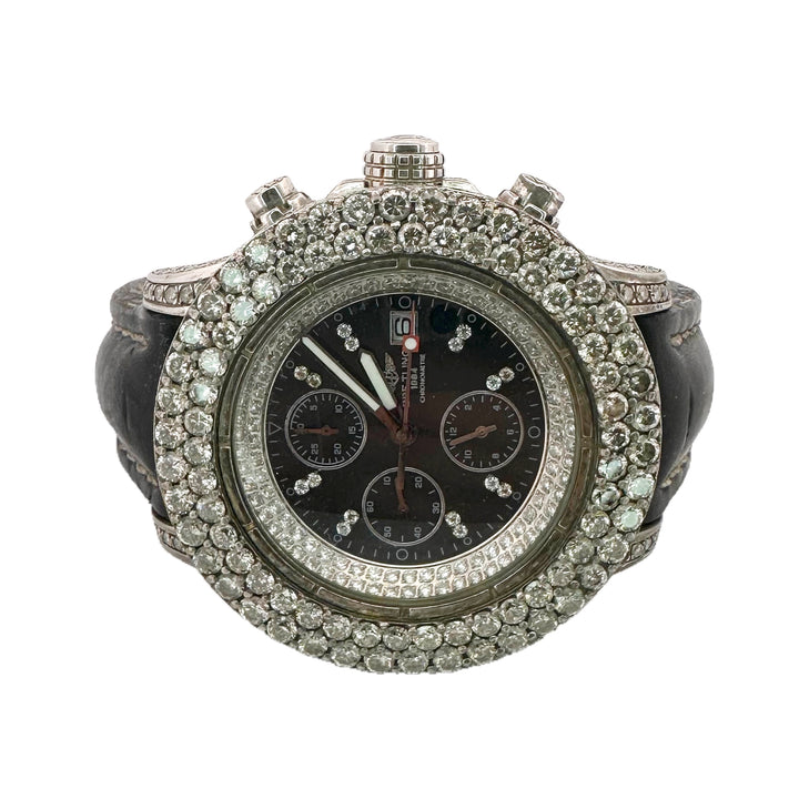 Breitling Super Avenger Chronograph with Diamonds Leather Strap Watch