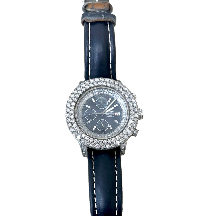 Breitling Super Avenger Chronograph with Diamonds Leather Strap Watch