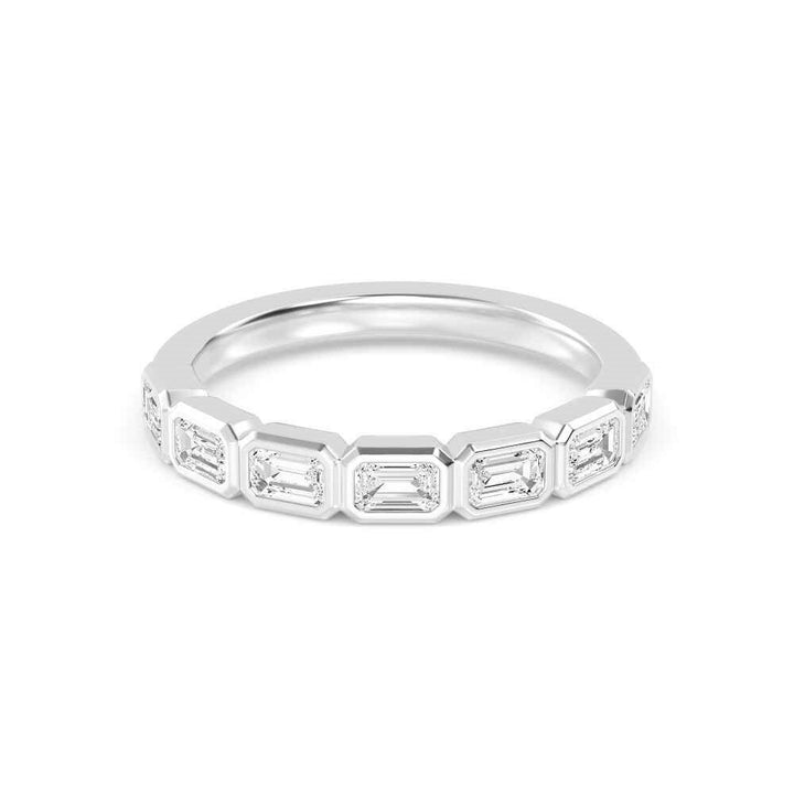 0.75ctw Emerald Cut Lab-Grown Diamond Bezel-Set East-West Stackable Band in 14k White Gold