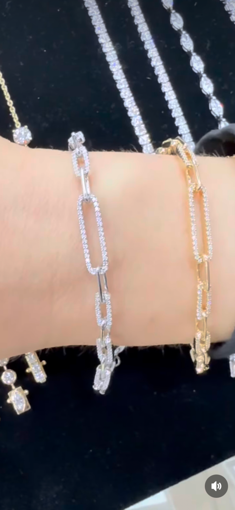 0.95ctw Lab-Grown Diamond Paper-Clip Link Bracelet in 14kt Gold