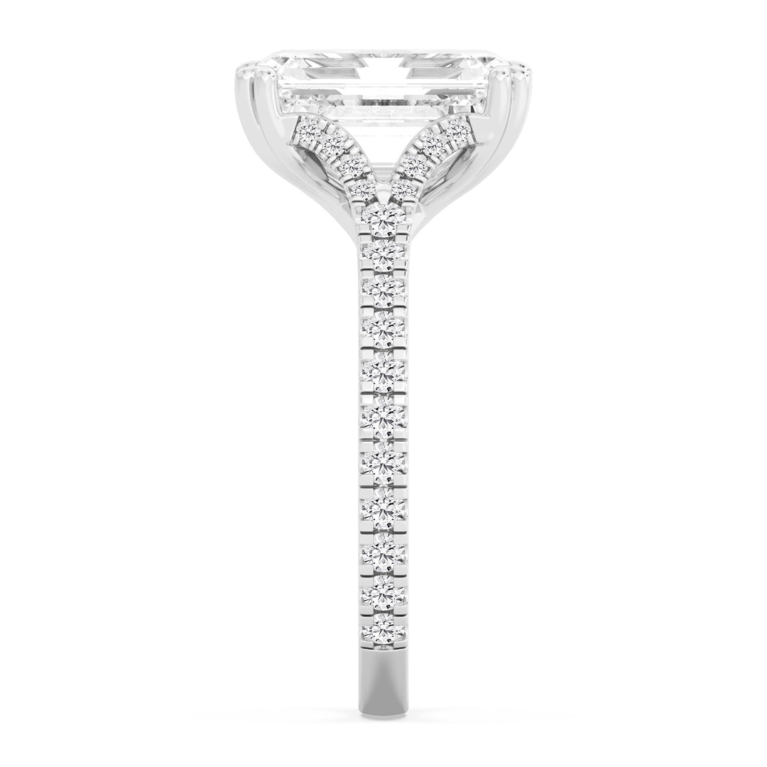 IGI Graded 3.12ct Emerald Cut & Round Brilliant Lab-Grown Diamond Engagement Ring 14k White Gold