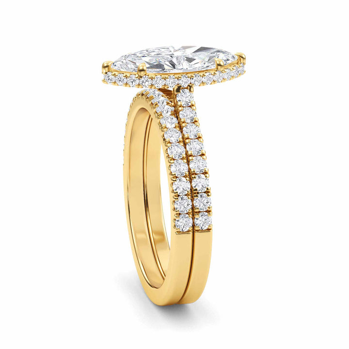 IGI Graded 1.52ct Marquise with Round Brilliant Lab-Grown Diamond Hidden Halo Engagement Ring in 14k Yellow Gold