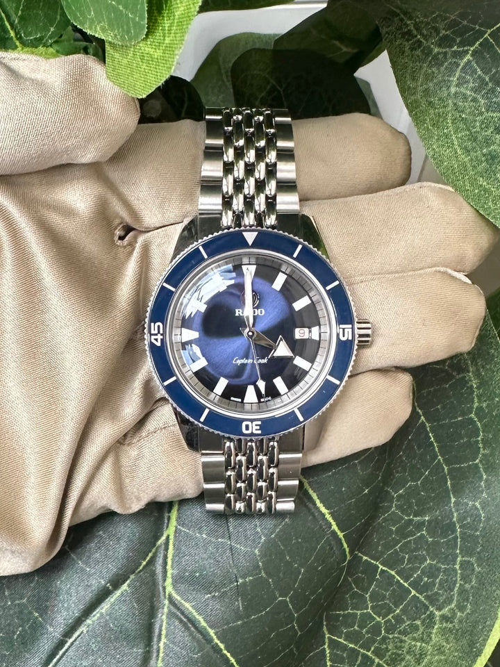 Rado Captain Cook Automatic Blue Dial Stainless Steel Watch with Box & Papers