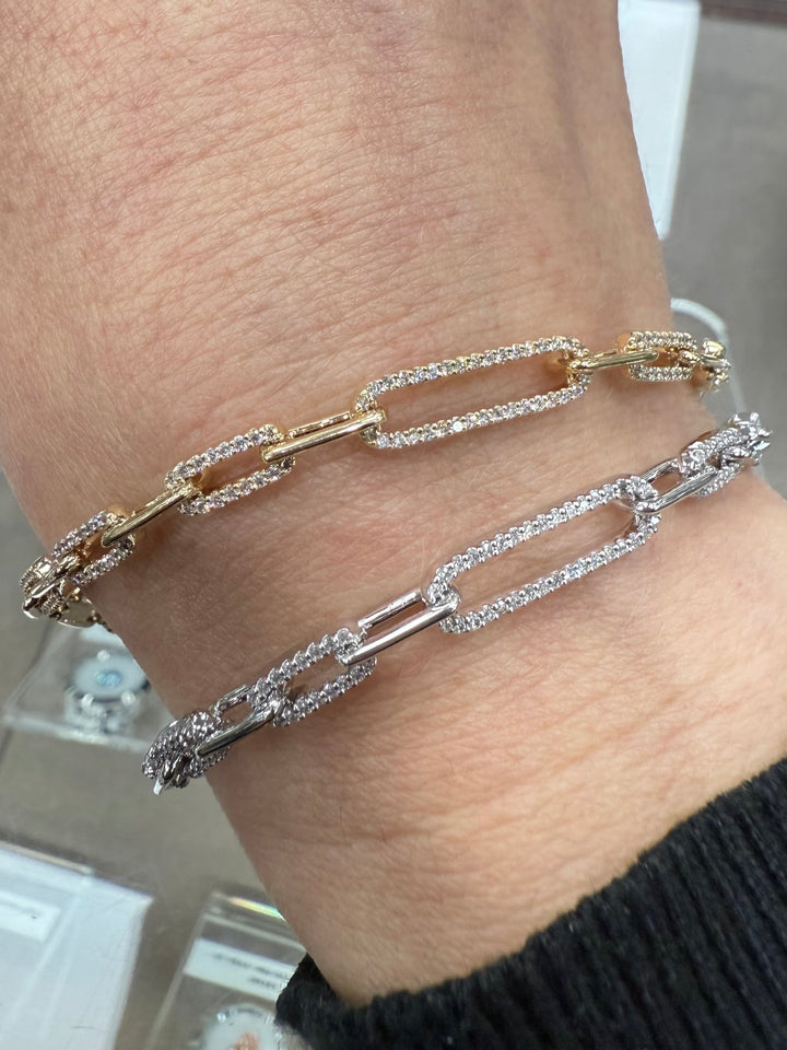 0.95ctw Lab-Grown Diamond Paper-Clip Link Bracelet in 14kt Gold