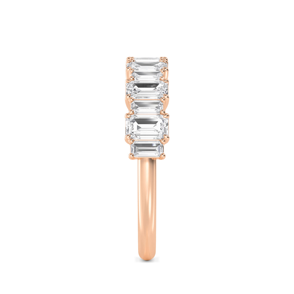 1.45ctw Alternating Emerald Cut & Baguette Cut Lab-Grown Diamond Stackable Band in 14k Rose Gold