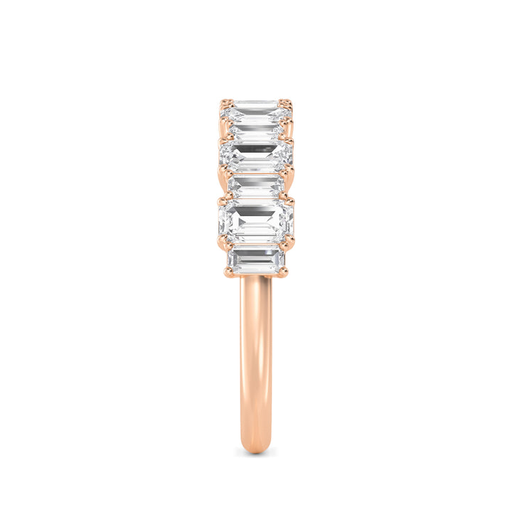 1.45ctw Alternating Emerald Cut & Baguette Cut Lab-Grown Diamond Stackable Band in 14k Rose Gold
