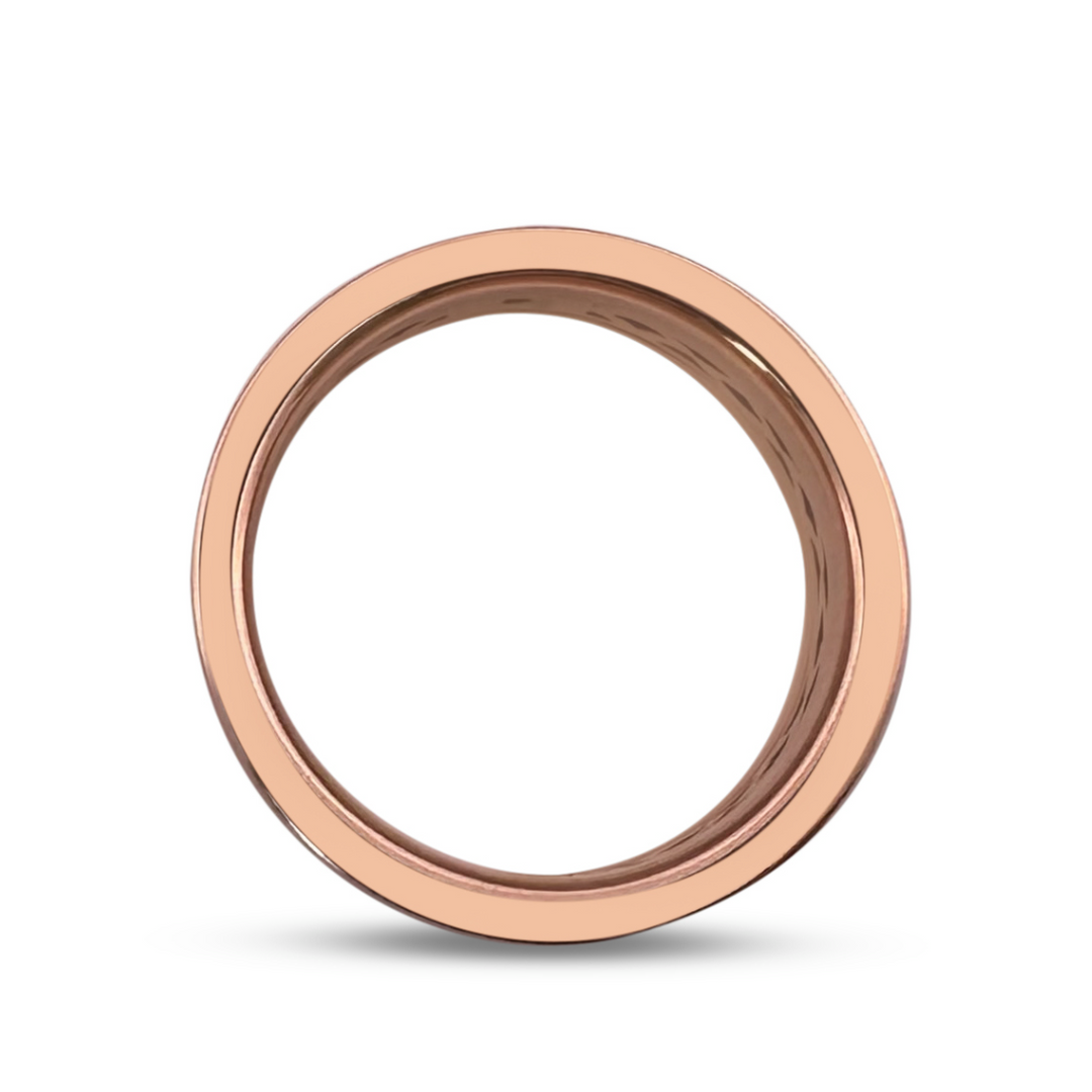 0.05ct Princess Cut Natural Diamond & Carbon Fiber Men's Wedding Band in 14k Rose Gold