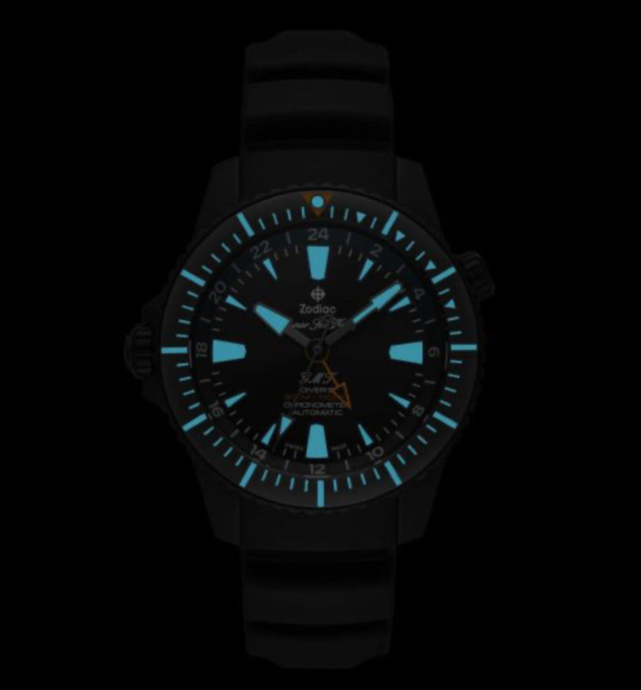 Zodiac Super Sea Wolf GMT 42mm Stainless Steel with Rubber Strap Watch with Box & Papers