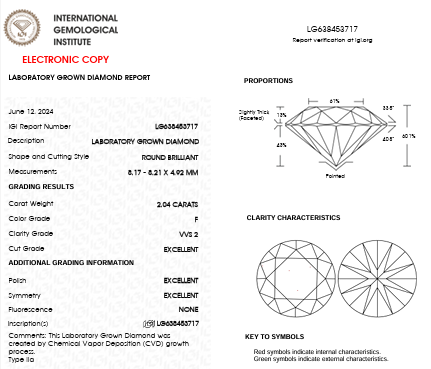 IGI Report for IGI Graded 2.04ct Center Round Brilliant Lab-Grown Diamond Hidden Halo Engagement Ring in 14k Two-Tone Gold