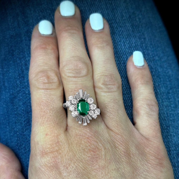 Tsavorite Garnet and Diamond Cocktail Ring in 18k White Gold