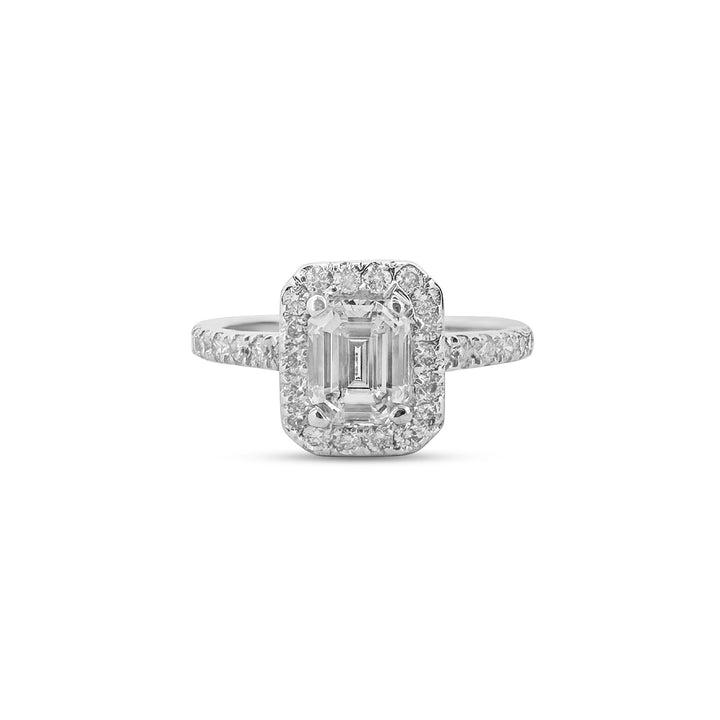 Internally Flawless 1.04 Carats Emerald Cut Natural Diamond Engagement Ring in 18K White Gold