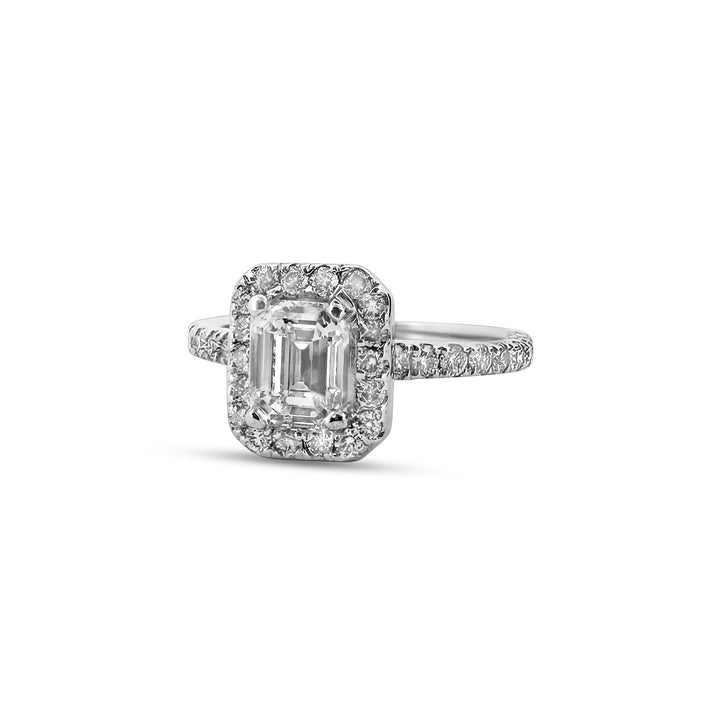 Internally Flawless 1.04 Carats Emerald Cut Natural Diamond Engagement Ring in 18K White Gold