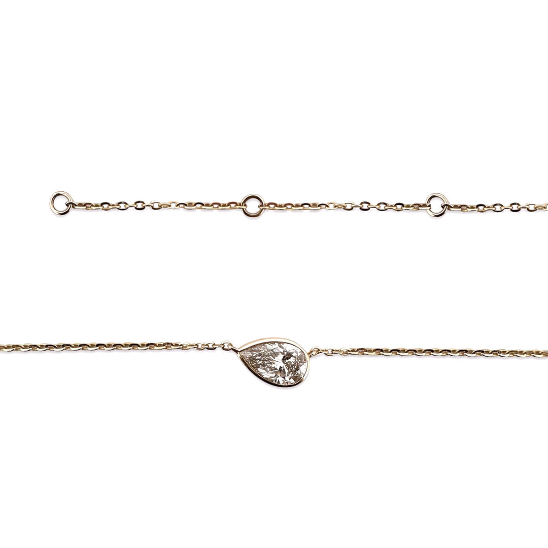 1ct Pear Cut Lab-Grown Diamond Bezel-Set Floating Necklace in 14k Yellow Gold