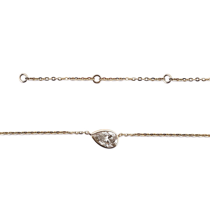 1ct Pear Cut Lab-Grown Diamond Bezel-Set Floating Necklace in 14k Yellow Gold