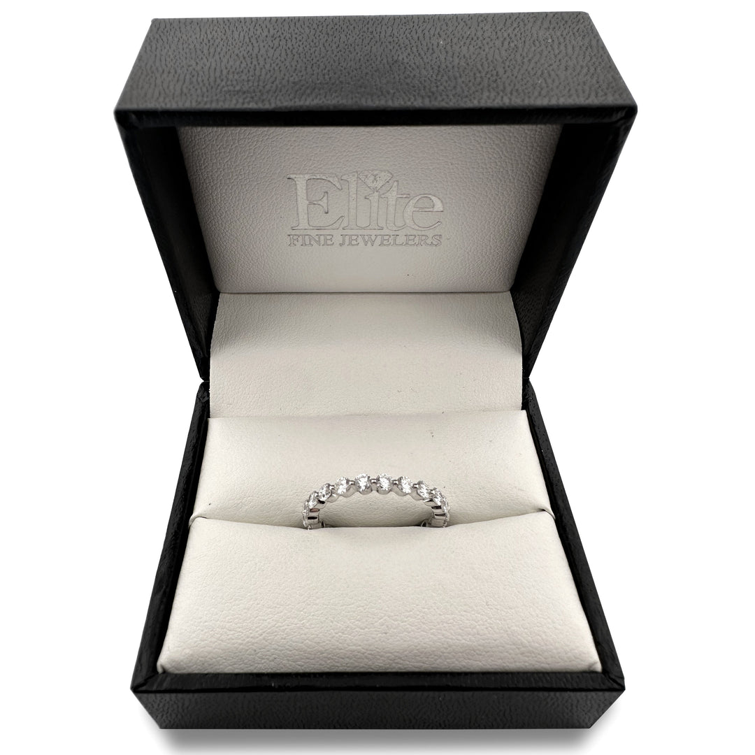 1.30ctw Round Brilliant Natural Diamond Eternity Band in 14k White Gold