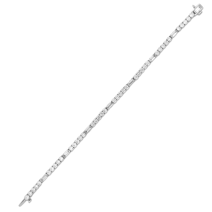 6.22ctw Round Brilliant and Emerald Cut Lab-Grown Diamond Tennis Bracelet in 14k White Gold