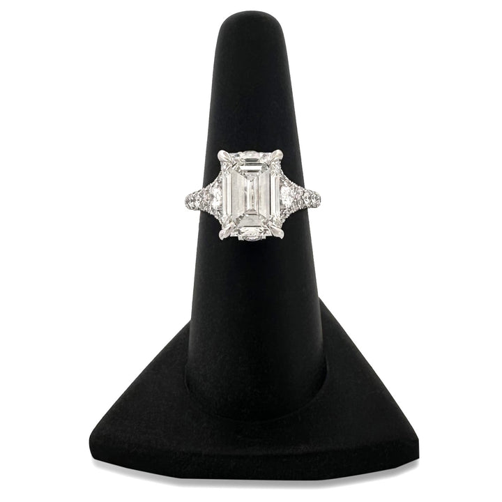 IGI Graded 5ct Emerald Cut with Pears & Round Brilliants Lab-Grown Diamond Engagement Ring 14k White Gold