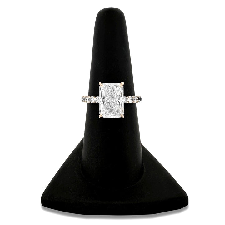 IGI Graded 4.06ct Radiant Cut Center with Hidden Halo Lab-Grown Diamond Engagement Ring in 14k Yellow Gold