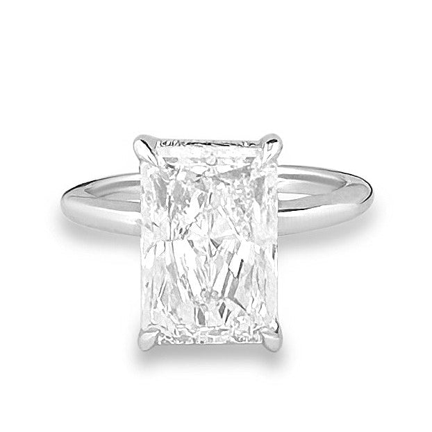 IGI Graded 5ct Radiant Cut with Round Brilliant Hidden Halo Lab-Grown Diamond Engagement Ring in 14k White Gold