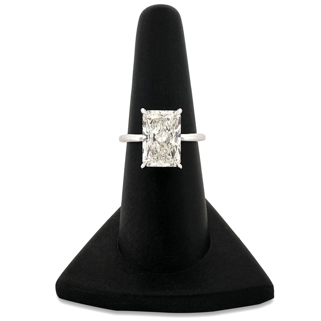 IGI Graded 5ct Radiant Cut with Round Brilliant Hidden Halo Lab-Grown Diamond Engagement Ring in 14k White Gold