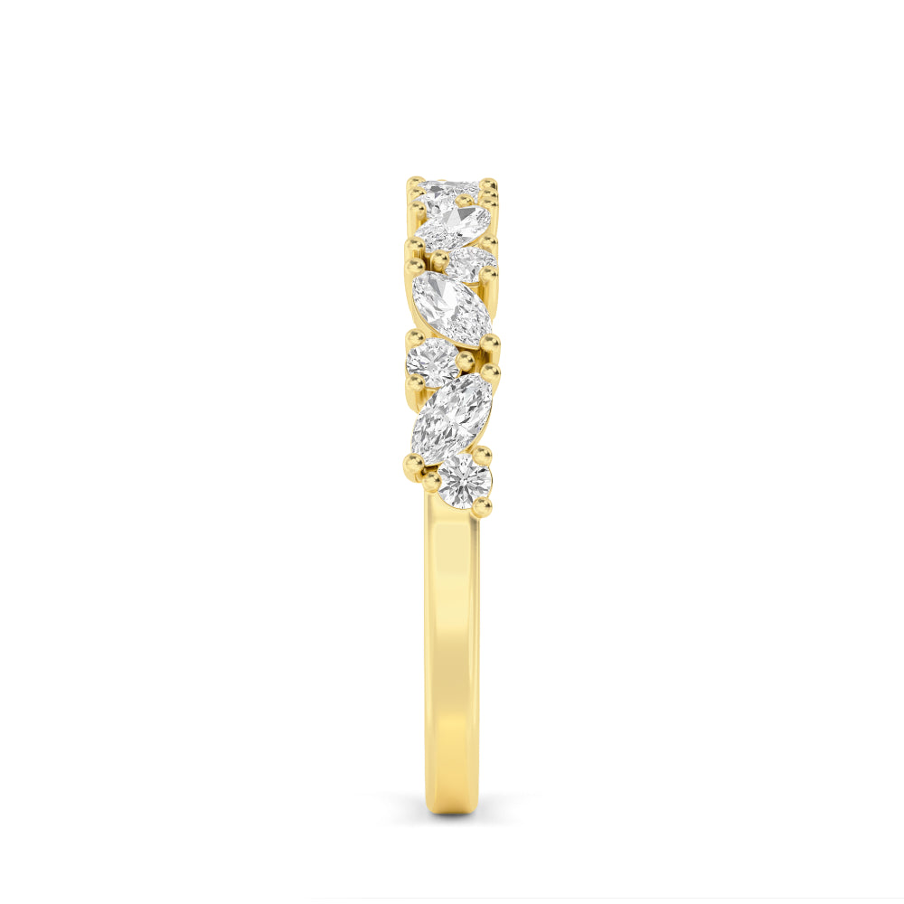 0.71ctw Marquise & Round Brilliant Lab-Grown Diamond Stackable Band in 14k Yellow Gold