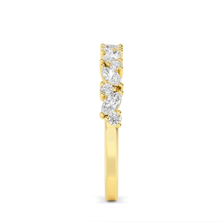 0.71ctw Marquise & Round Brilliant Lab-Grown Diamond Stackable Band in 14k Yellow Gold