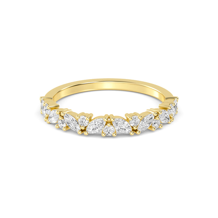 0.71ctw Marquise & Round Brilliant Lab-Grown Diamond Stackable Band in 14k Yellow Gold