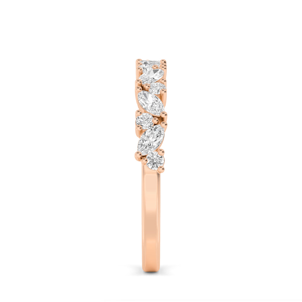 0.71ctw Marquise & Round Brilliant Lab-Grown Diamond Stackable Band in 14k Rose Gold