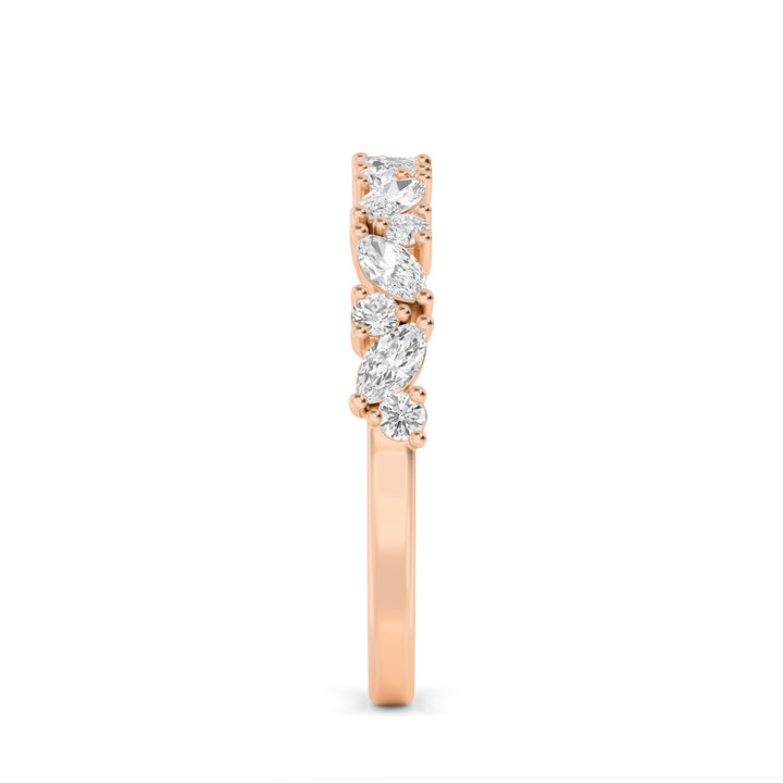 0.71ctw Marquise & Round Brilliant Lab-Grown Diamond Stackable Band in 14k Rose Gold
