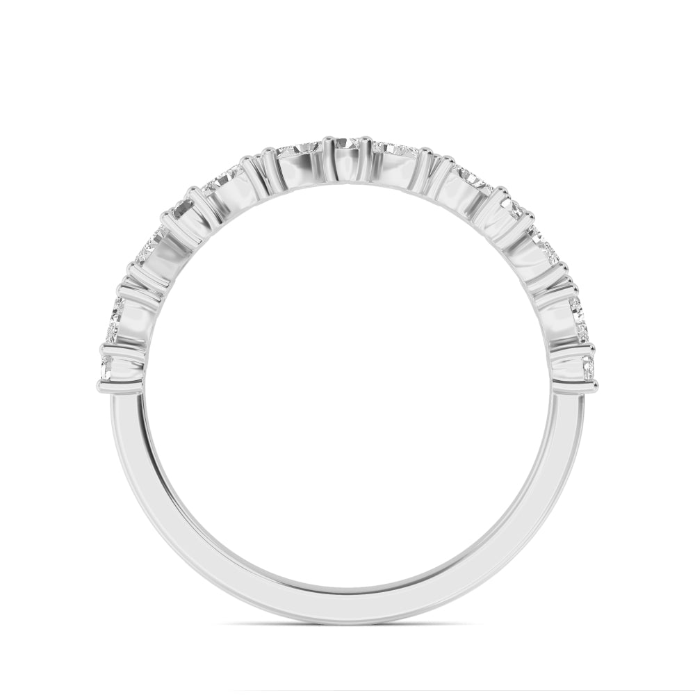 0.71ctw Marquise & Round Brilliant Lab-Grown Diamond Stackable Band in 14k White Gold