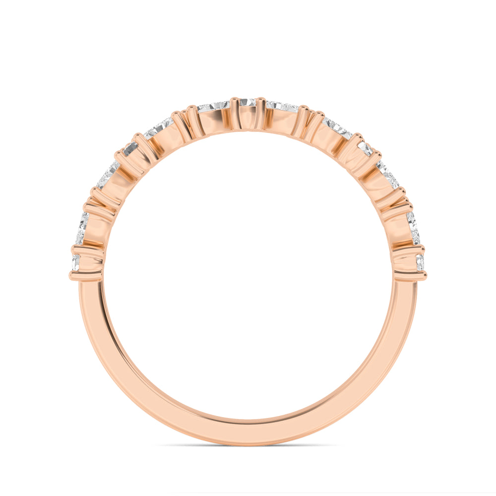 0.71ctw Marquise & Round Brilliant Lab-Grown Diamond Stackable Band in 14k Rose Gold