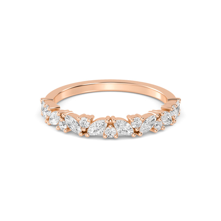 0.71ctw Marquise & Round Brilliant Lab-Grown Diamond Stackable Band in 14k Rose Gold