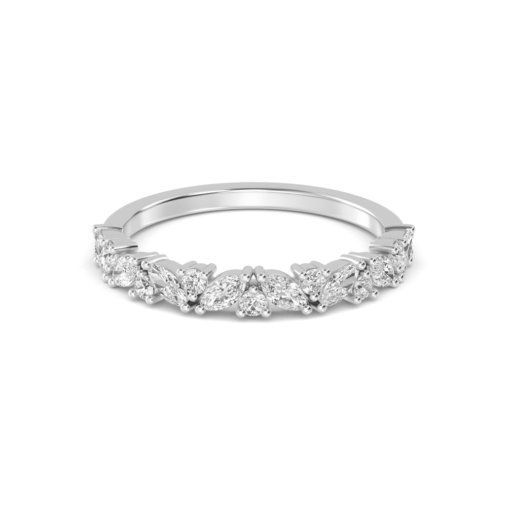 0.71ctw Marquise & Round Brilliant Lab-Grown Diamond Stackable Band in 14k White Gold