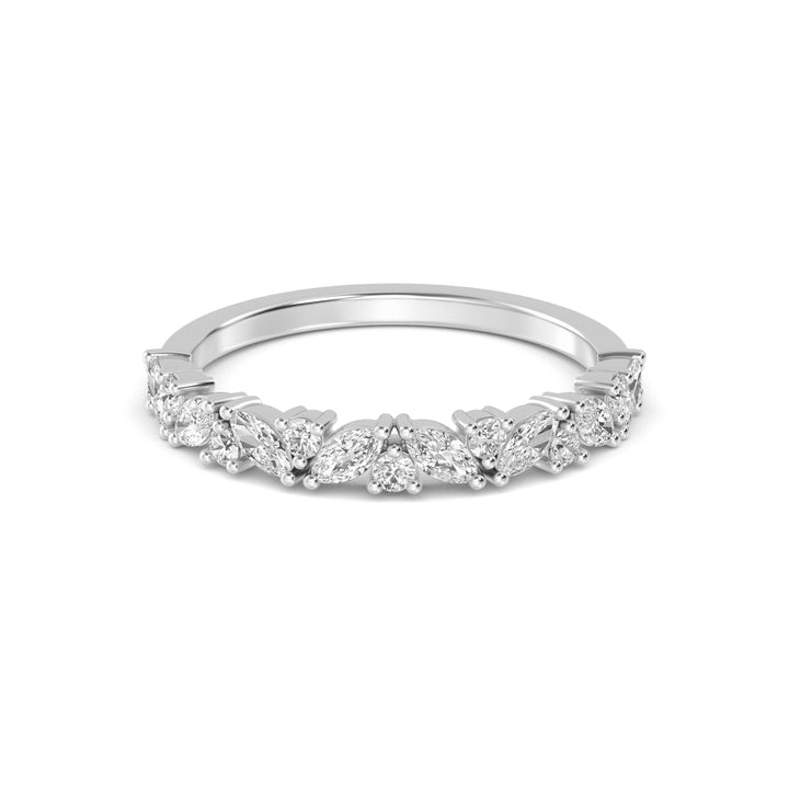 0.71ctw Marquise & Round Brilliant Lab-Grown Diamond Stackable Band in 14k White Gold