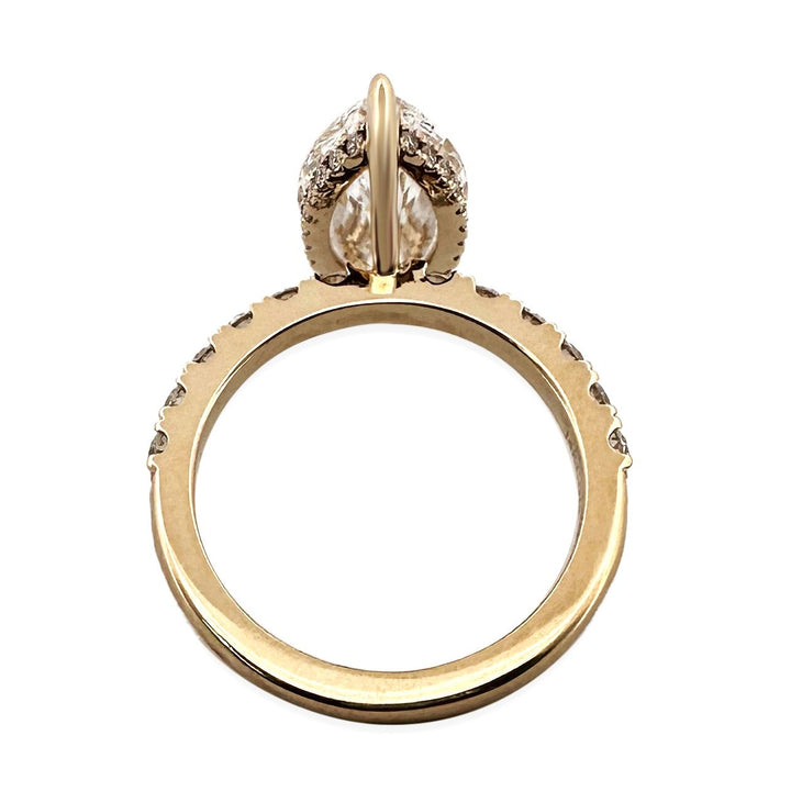 IGI Graded 4ct Marquise Center with Round Brilliant Lab-Grown Diamond Hidden Halo Engagement Ring in 14k Yellow Gold