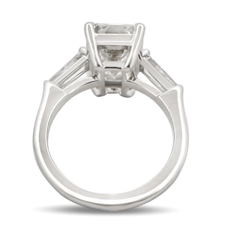 IGI Graded 5.07ct Emerald Cut & Tapered Baguette Cut Lab-Grown Diamond 3-Stone Engagement Ring 14k White Gold