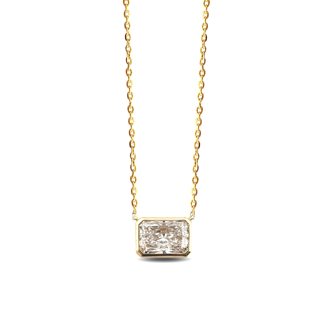 1.50ct Radiant Cut Lab-Grown Diamond East-West Solitaire Pendant Necklace in 14k Yellow Gold