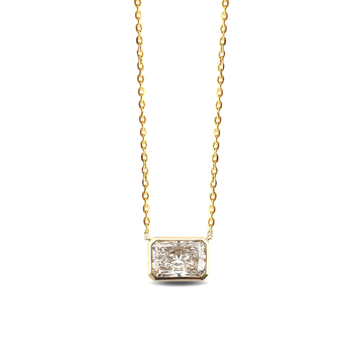 1.50ct Radiant Cut Lab-Grown Diamond East-West Solitaire Pendant Necklace in 14k Yellow Gold