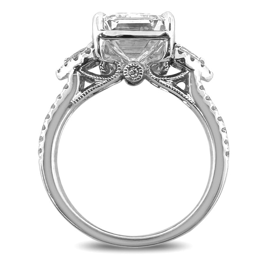 IGI Graded 4.54ct Emerald Cut Lab-Grown & Natural Diamond Engagement Ring 14k White Gold
