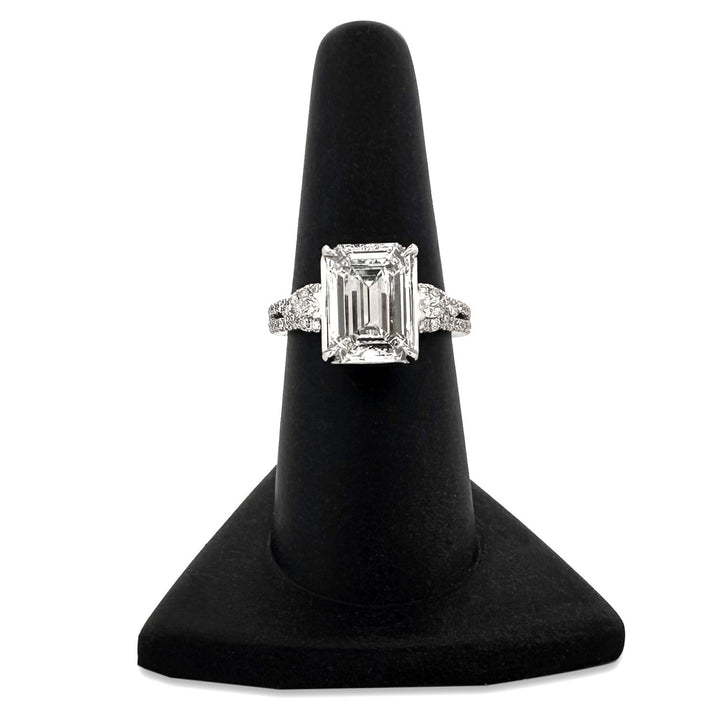 IGI Graded 4.54ct Emerald Cut Lab-Grown & Natural Diamond Engagement Ring 14k White Gold
