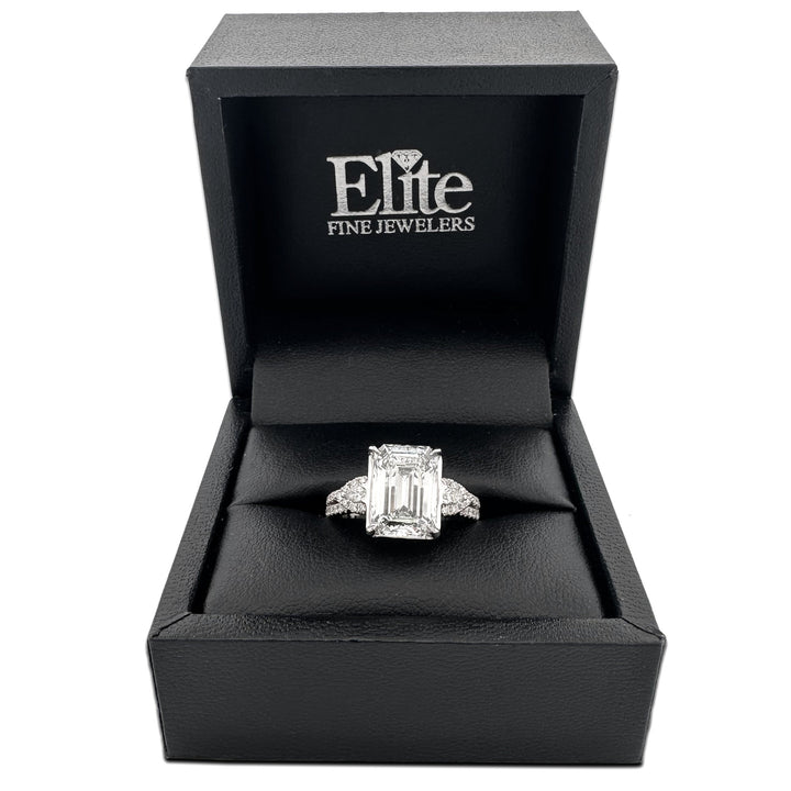 IGI Graded 4.54ct Emerald Cut Lab-Grown & Natural Diamond Engagement Ring 14k White Gold