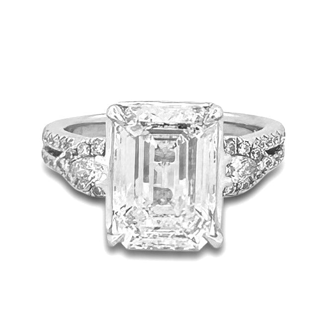 IGI Graded 4.54ct Emerald Cut Lab-Grown & Natural Diamond Engagement Ring 14k White Gold