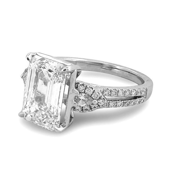 IGI Graded 4.54ct Emerald Cut Lab-Grown & Natural Diamond Engagement Ring 14k White Gold