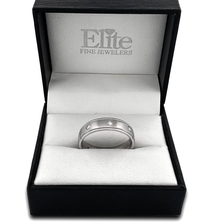 0.36ctw Round Brilliant Cut Natural Diamond Flush-Set Men's Band 14k White Gold