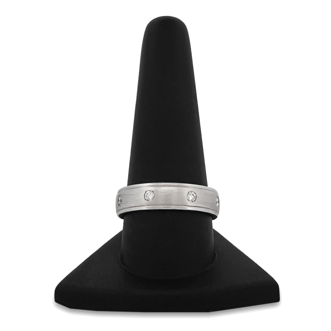 0.36ctw Round Brilliant Cut Natural Diamond Flush-Set Men's Band 14k White Gold