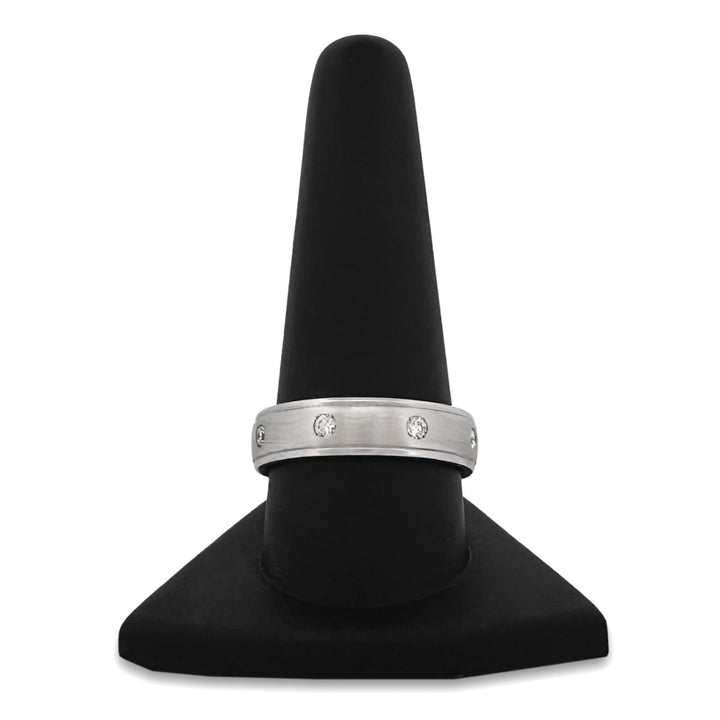 0.36ctw Round Brilliant Cut Natural Diamond Flush-Set Men's Band 14k White Gold