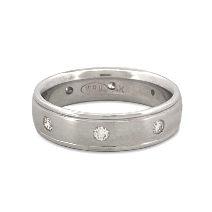 0.36ctw Round Brilliant Cut Natural Diamond Flush-Set Men's Band 14k White Gold