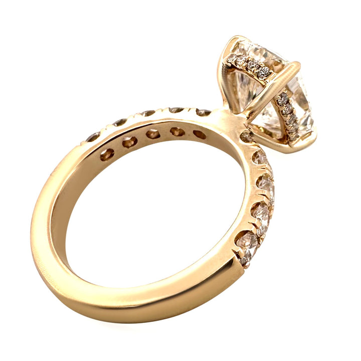 IGI Graded 3.05cts Cushion Cut with Hidden Halo Lab-Grown Diamond Engagement Ring in 14k Yellow Gold