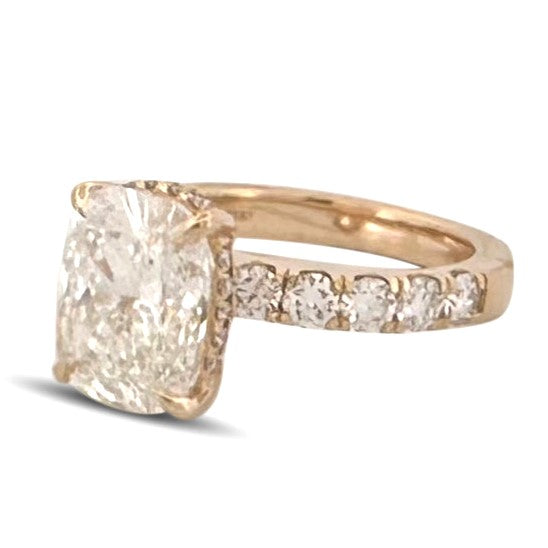 IGI Graded 3.05cts Cushion Cut with Hidden Halo Lab-Grown Diamond Engagement Ring in 14k Yellow Gold