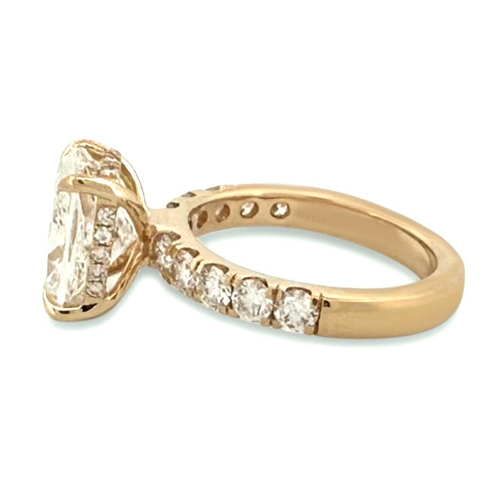 IGI Graded 3.05cts Cushion Cut with Hidden Halo Lab-Grown Diamond Engagement Ring in 14k Yellow Gold
